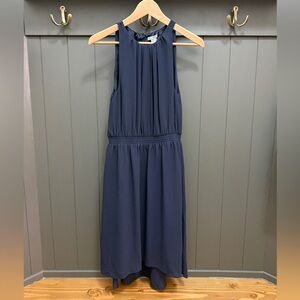 H&M Navy blue sleeveless dress with ruching and pleats - size 6 - like new